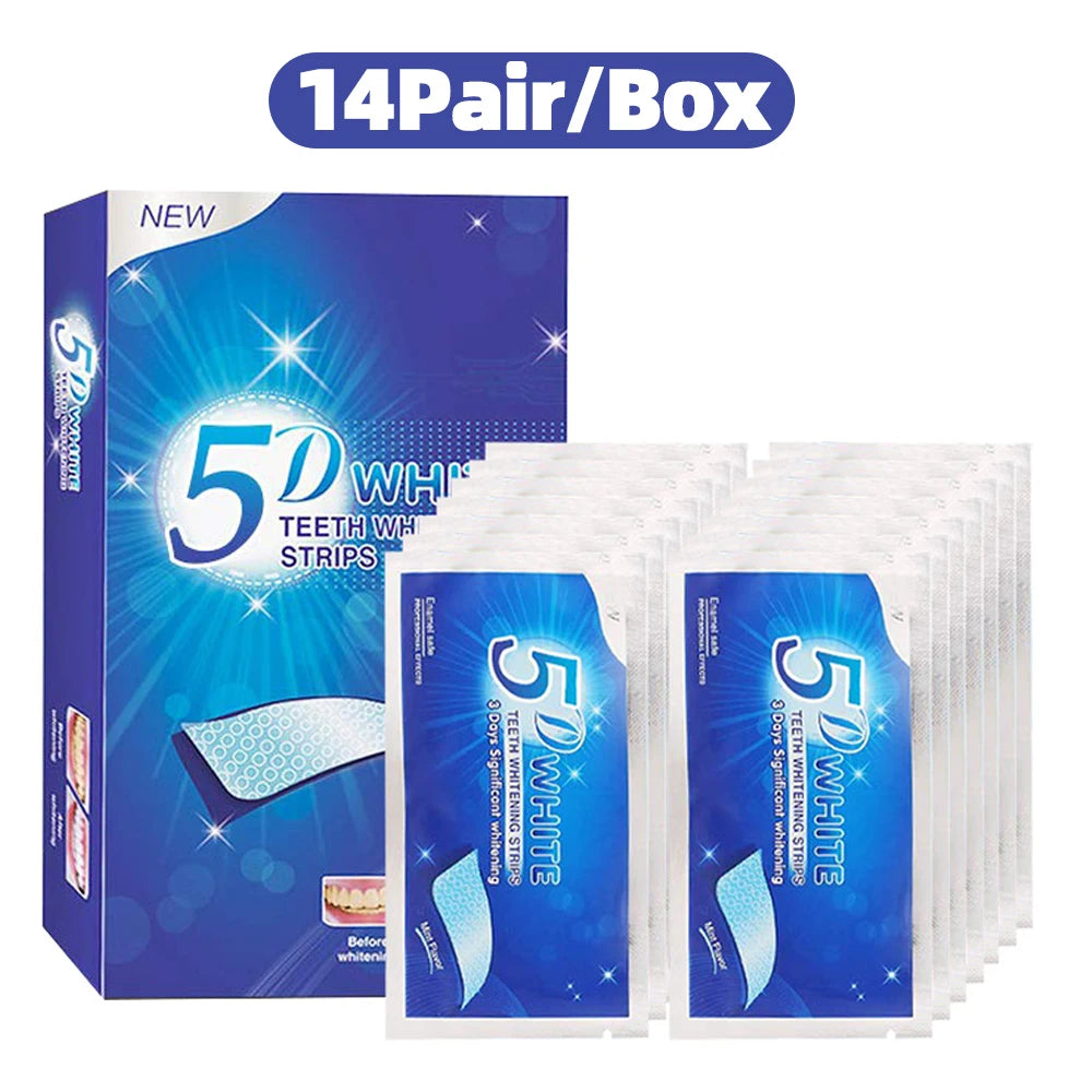 Professional Home Teeth Whitening Strips – 5D Effect, Easy Stain Removal