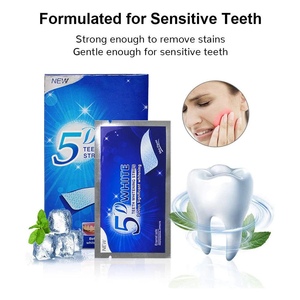 Professional Home Teeth Whitening Strips – 5D Effect, Easy Stain Removal