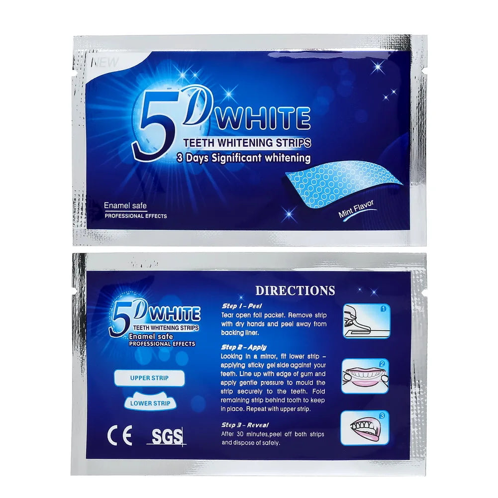 Professional Home Teeth Whitening Strips – 5D Effect, Easy Stain Removal