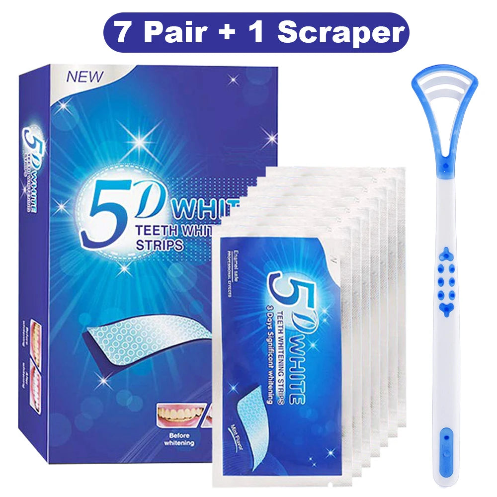 Professional Home Teeth Whitening Strips – 5D Effect, Easy Stain Removal