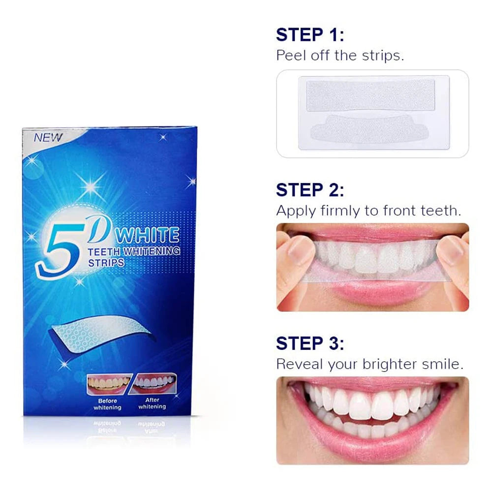 Professional Home Teeth Whitening Strips – 5D Effect, Easy Stain Removal