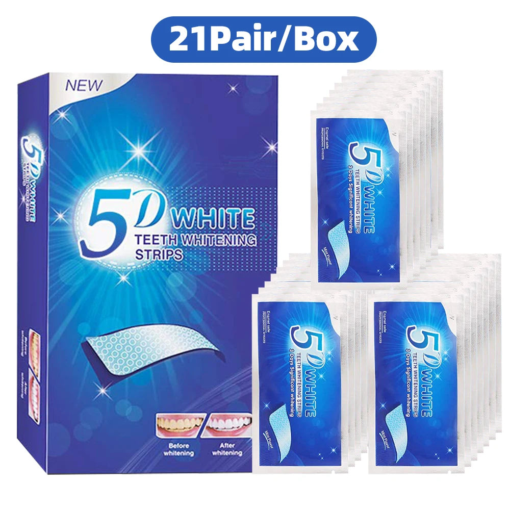 Professional Home Teeth Whitening Strips – 5D Effect, Easy Stain Removal