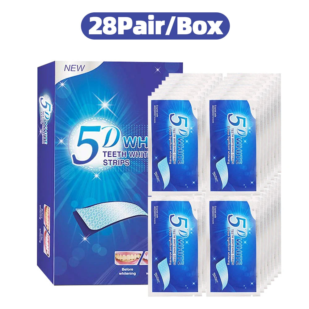 Professional Home Teeth Whitening Strips – 5D Effect, Easy Stain Removal