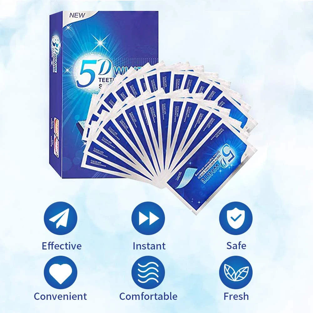Professional Home Teeth Whitening Strips – 5D Effect, Easy Stain Removal